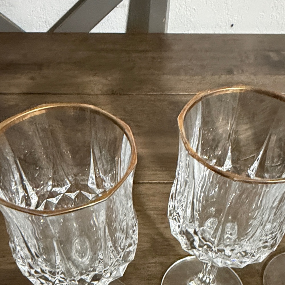 Vintage Cristal d’Arques France 24% Lead Crystal Glasses with Gold Rim – Set of - Picture 10 of 11